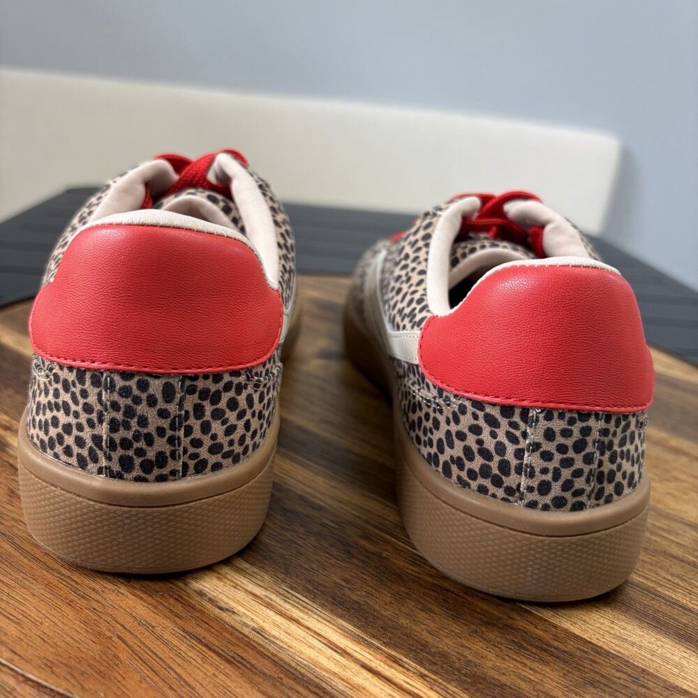 Dolce Vita Voyage Cheetah Print Sneakers Womens Size 7 Red Lace Low Top NWOT - Picture 6 of 12